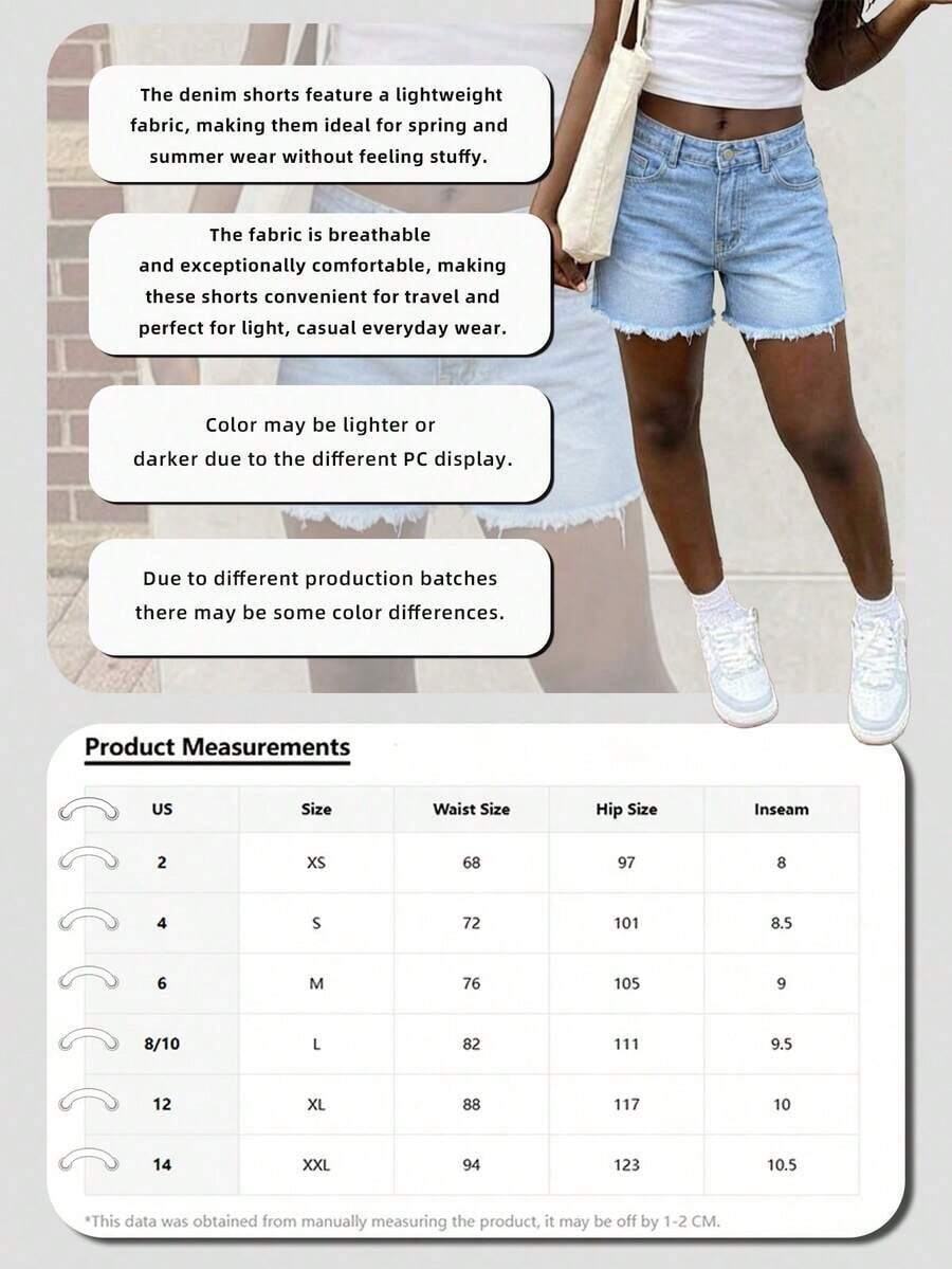 Womens High Waist Light Wash D - Shorts Denim Frayed のレビューと価格