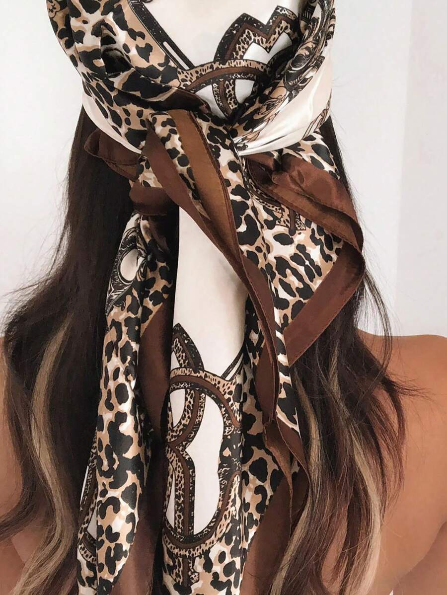 1pc Leopard Print Chain & Flor - Headband Summer Knit のレビューと価格
