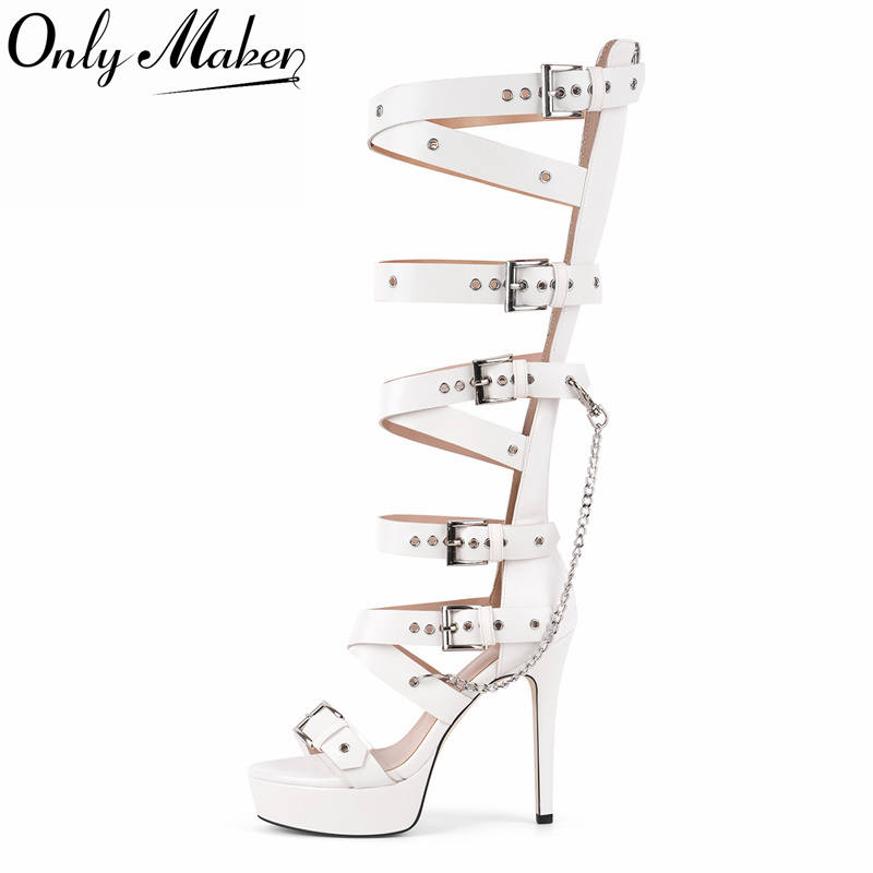 Onlymaker Platform Knee High E - Sandal Strappy Heeled のレビューと価格