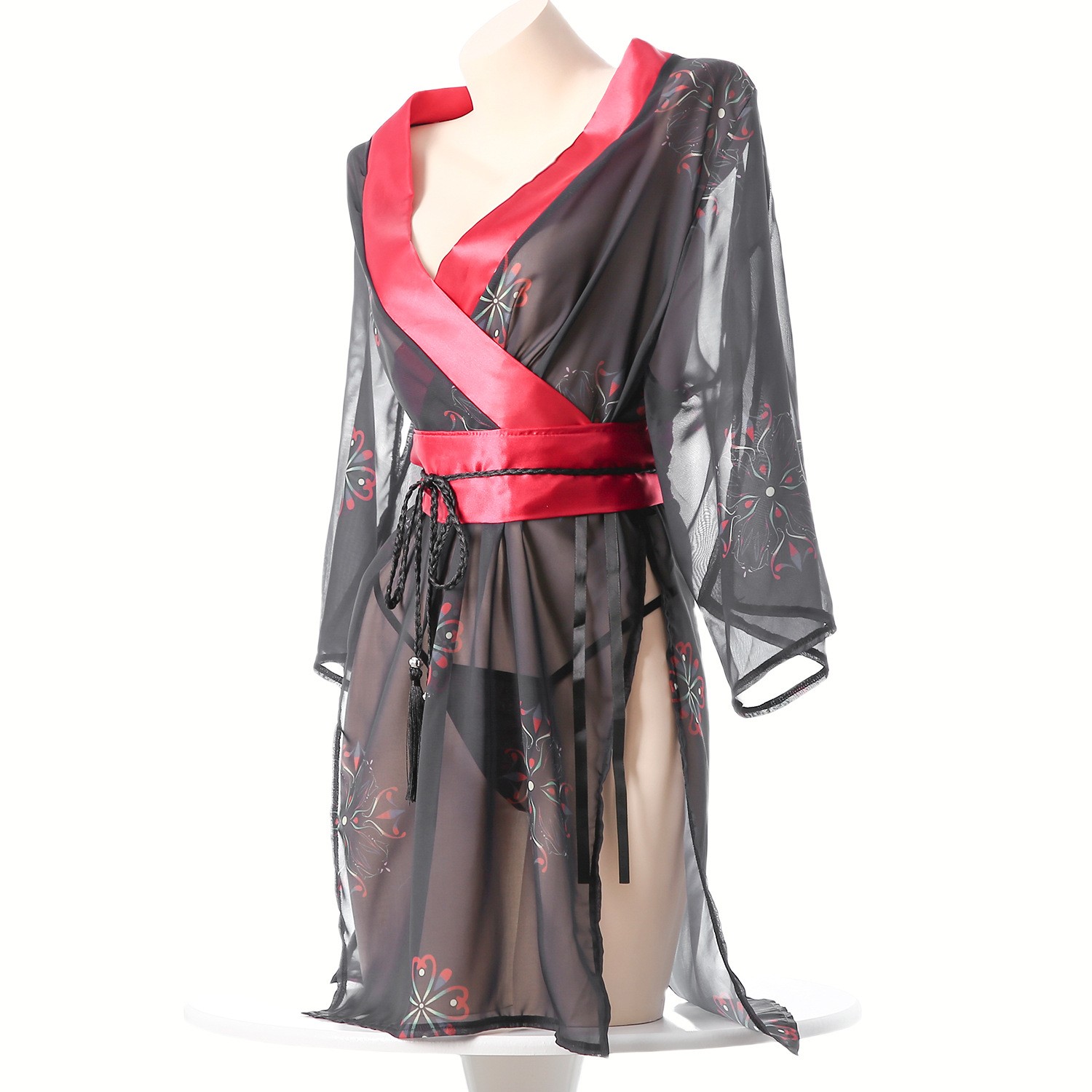 Women's Black Sheer Mesh Japan - Kimono Sheer Floral のレビューと価格