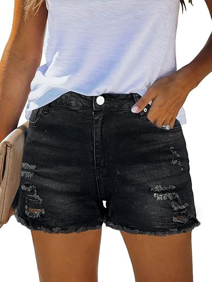 Casual Vintage Denim Shorts Hi - Shorts Denim Frayed のレビューと価格
