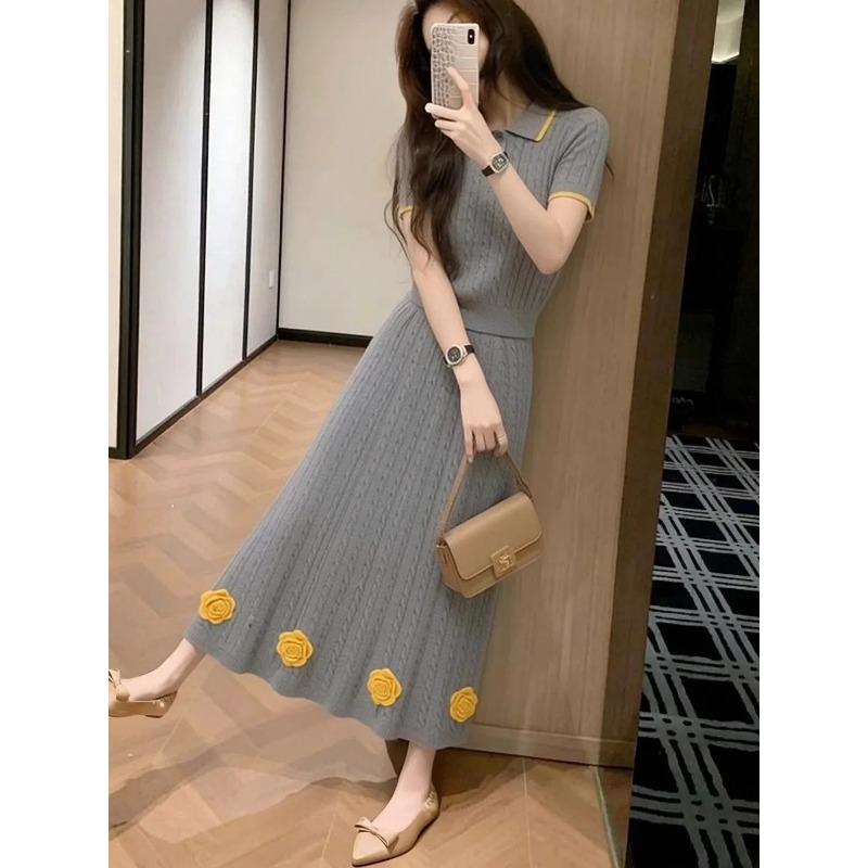 Women's Floral Knit Two Piece  - Midi Skirt Floral のレビューと価格