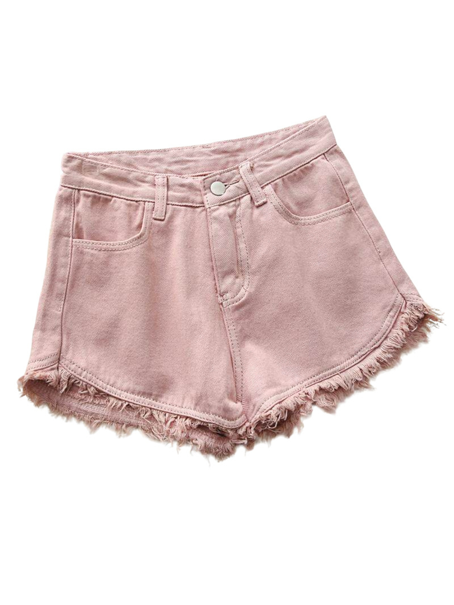 Women's High Waist Denim Short - Shorts Denim Frayed のレビューと価格