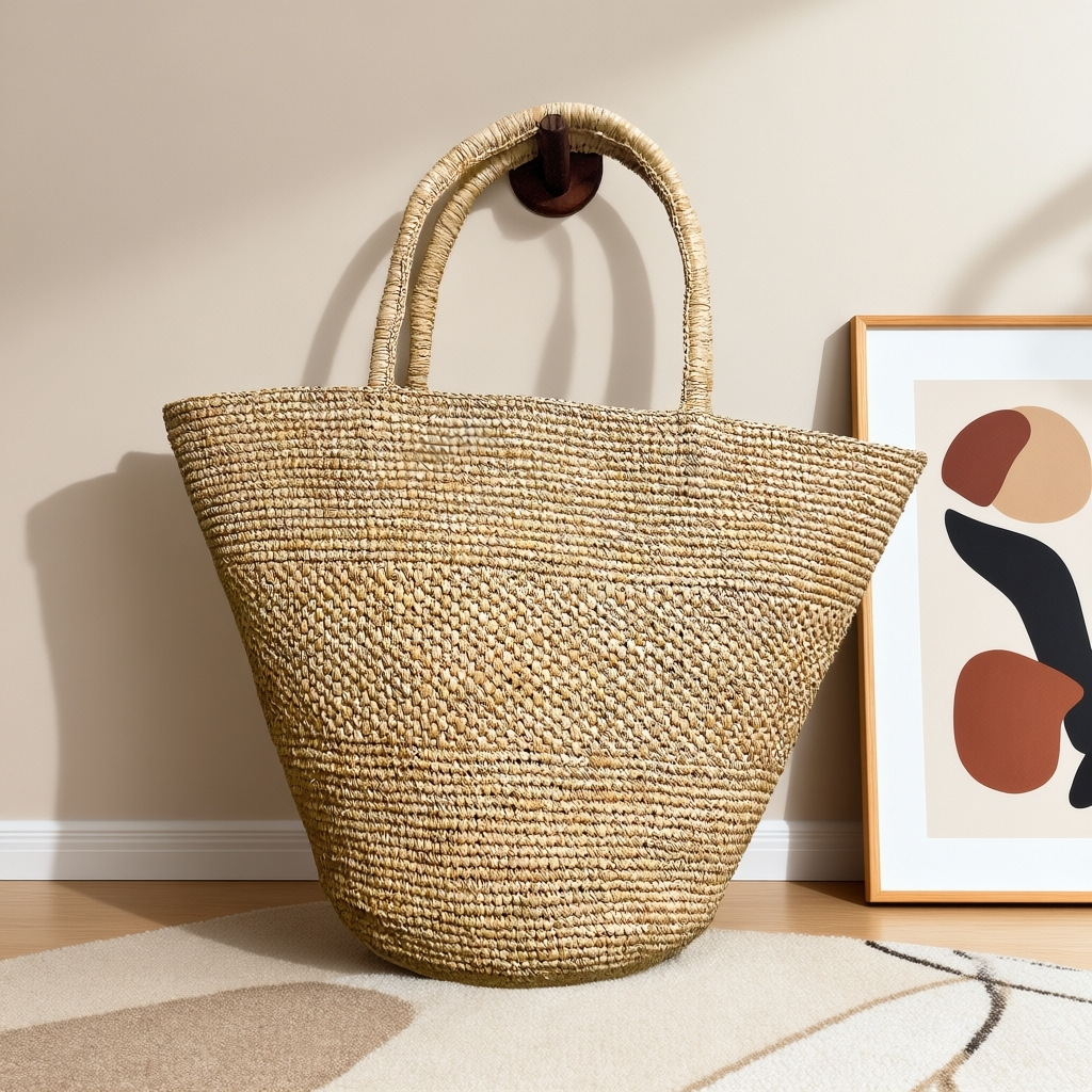 Large Capacity Raffia Straw Ba - Crochet Bag Raffia のレビューと価格