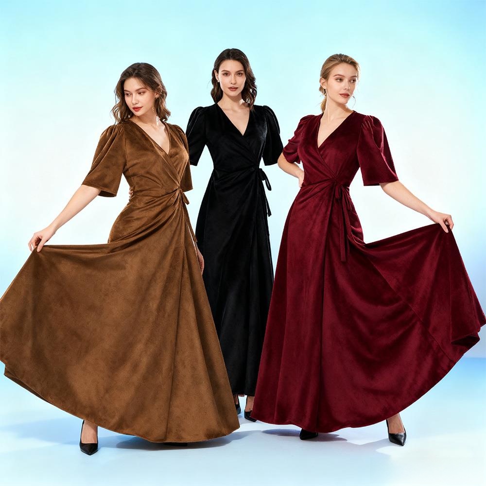 Ladies Long V-Neck Wrap Slim P - Linen Dress Wrap のレビューと価格