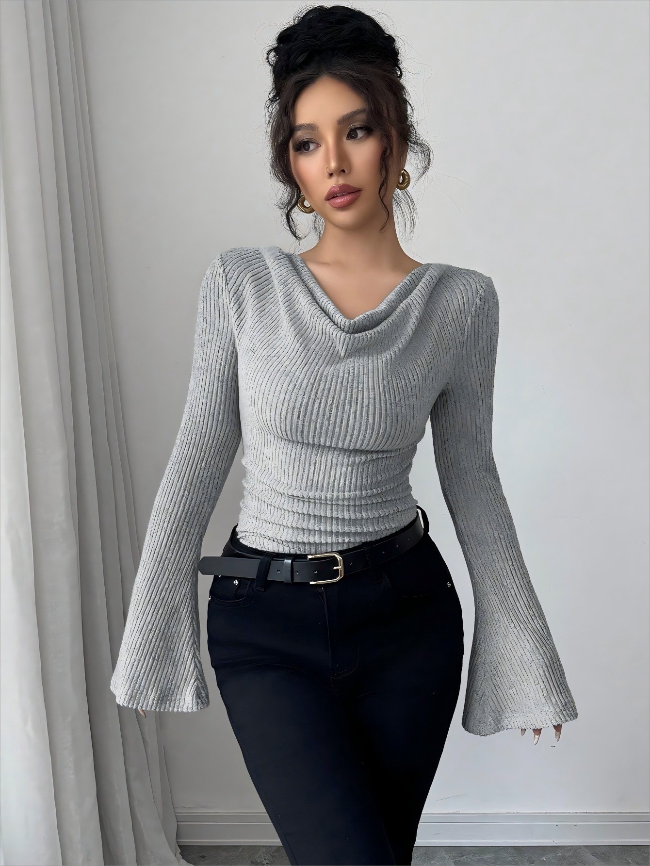 Women Blouse Off Shoulder Cowl - Blouse Off Shoulder のレビューと価格