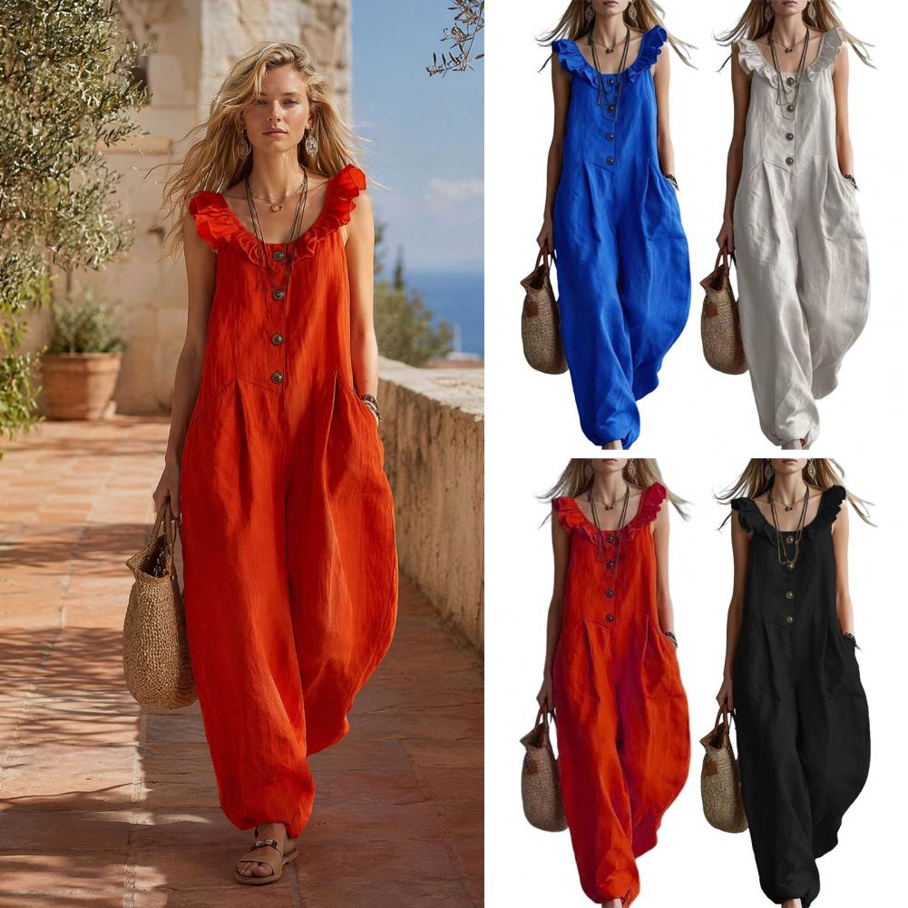 Loose Fit Jumpsuit Relaxed Fit - Jumpsuit Linen Relaxed のレビューと価格