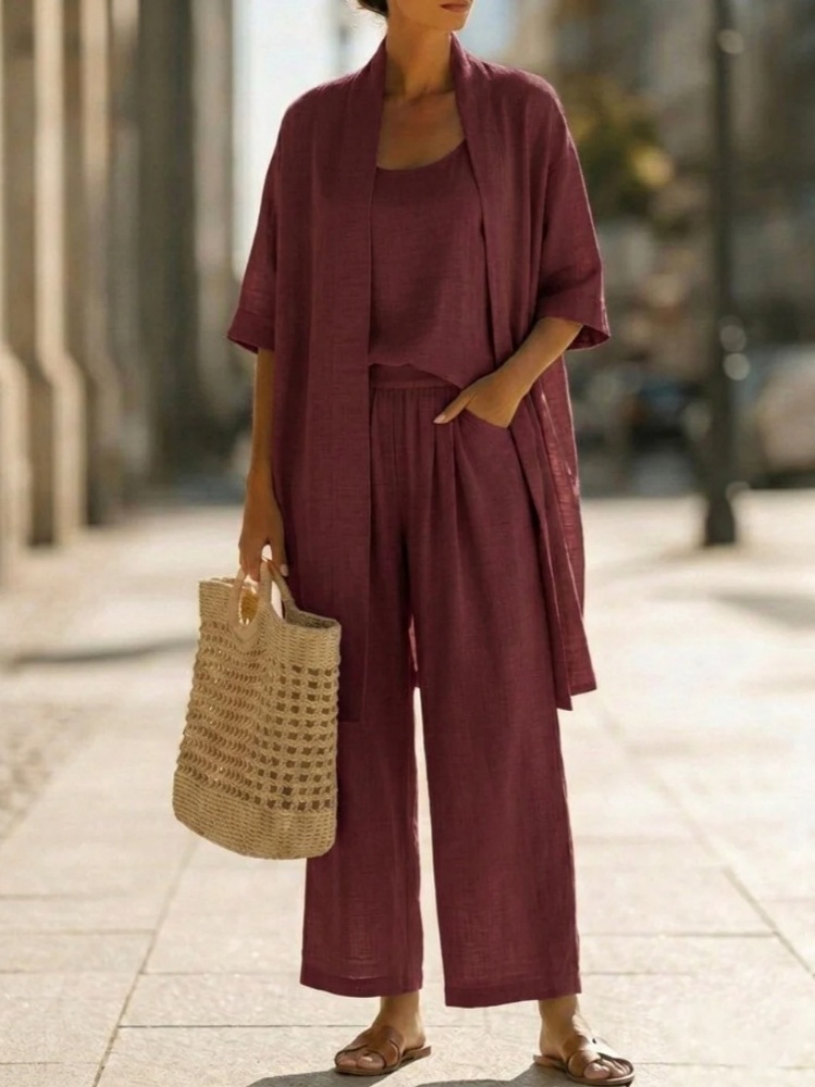 Casual Solid Cotton Linen Loos - Linen Pant Wide のレビューと価格