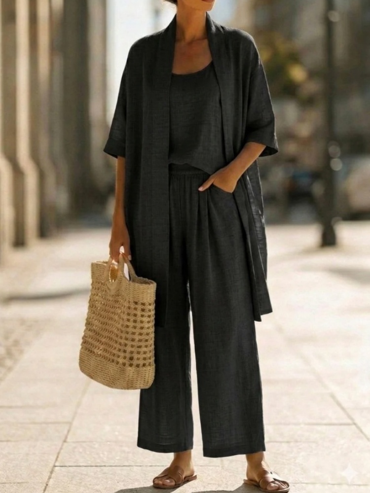 Casual Solid Cotton Linen Loos - Linen Pant Wide のレビューと価格