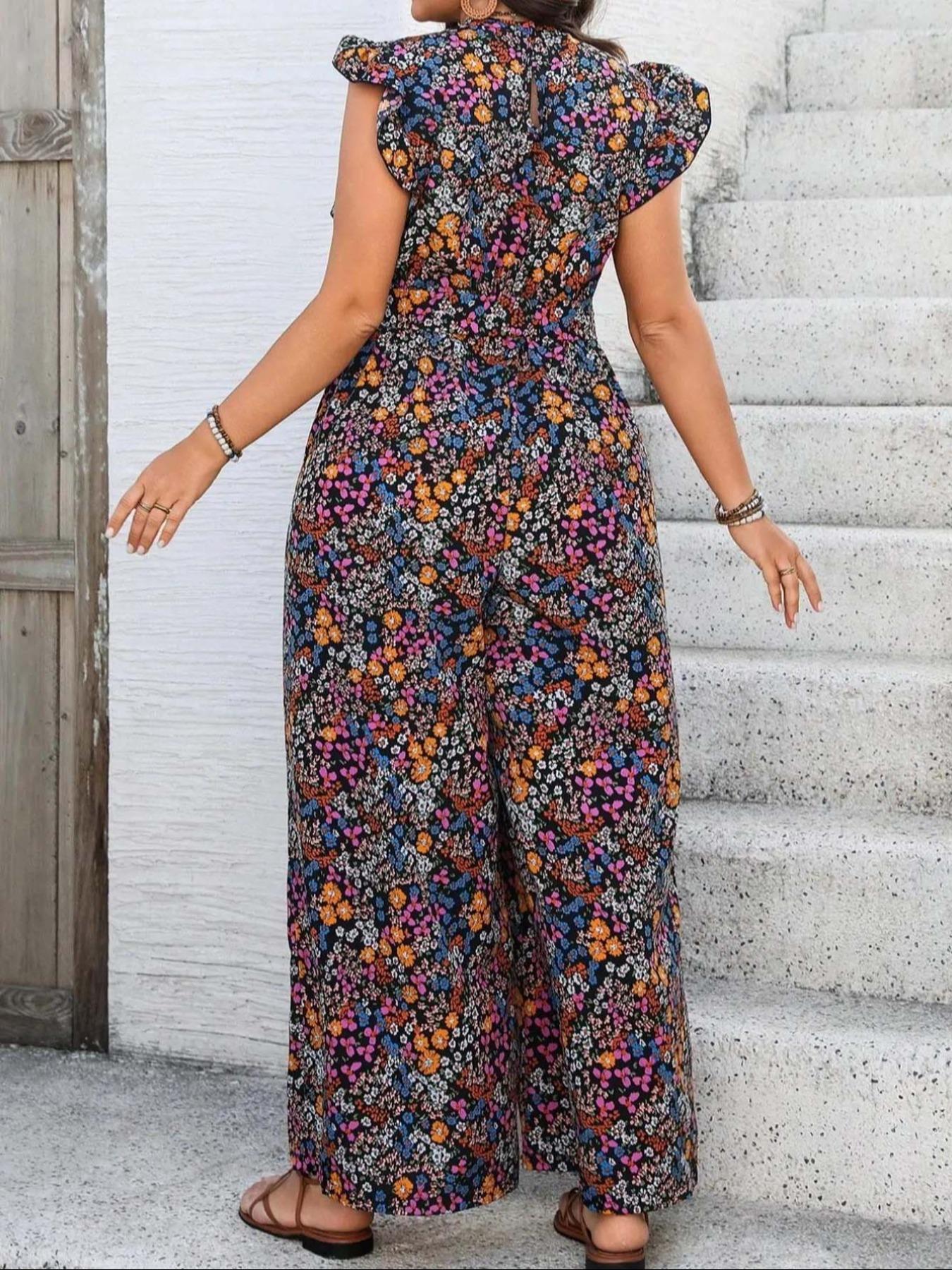 【Plus Size】 Floral Print Tie S - Romper Floral Print のレビューと価格