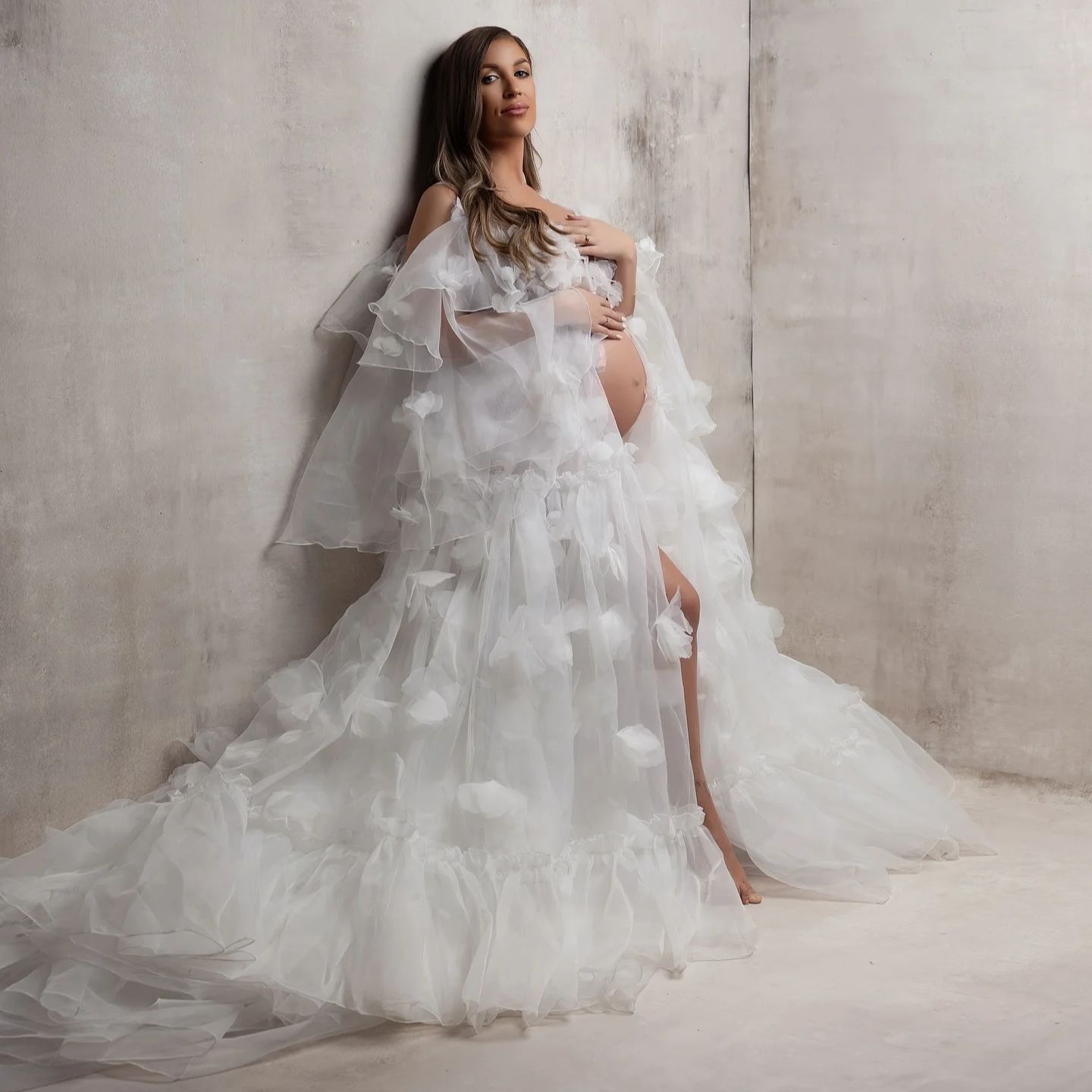 White Floral Tulle Bridal Wrap - Kimono Sheer Floral のレビューと価格