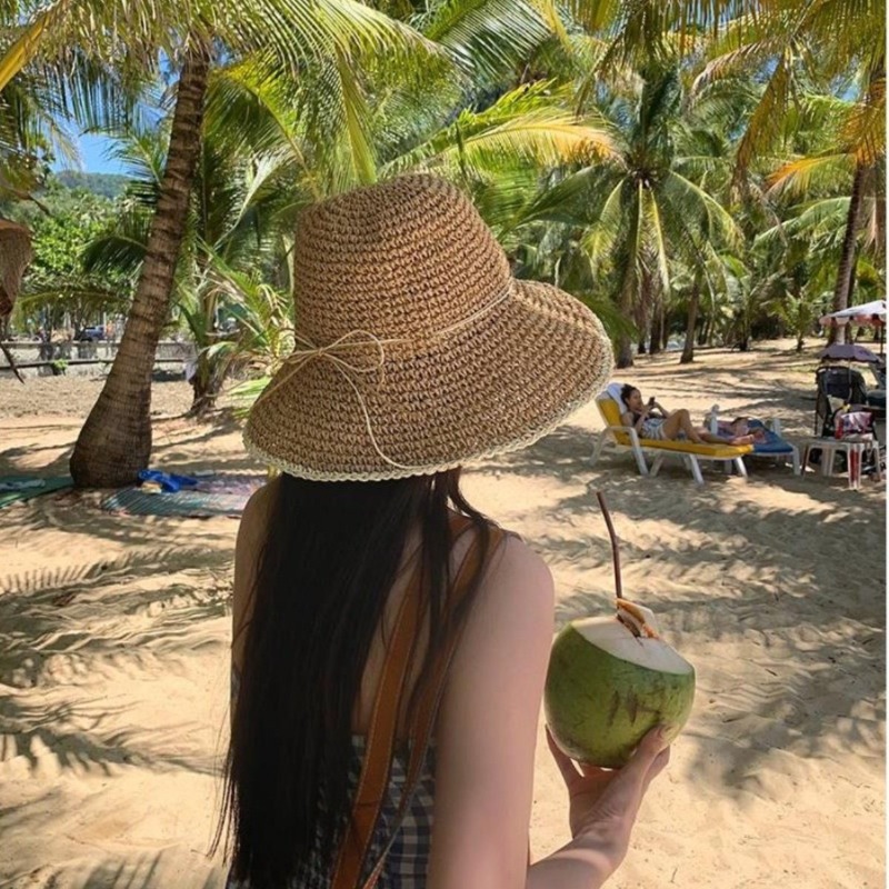 1pc Women's Summer Beach Straw - Hat Floppy Wide のレビューと価格